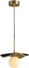 CJLWSLCO Simple Creative Copper Art Lotus Leaf Yellow Travertine Orb Pendant Lightled Bedroom Living Room Dining Room Bedside Decoration Hanging Lamp LEDG9 Light Source Chandeliers Modern Simple Home