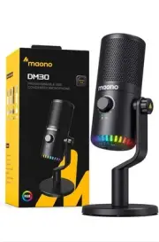MAONO USB Gaming Microphone for PC, Programmable Condenser Mic with RGB Light