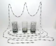 NEW VTG 1990s BEADED GARLAND SILVER AURORA BOREALIS FACETED BEADS 60 FEET !!!!