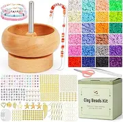PP OPOUNT Clay Beads Kit with Bead Spinner, Bead Spinner with 4800 PCS Clay Beads, 632 PCS Jewelry Accessories and Big Eye Beading Needles for Jewelry Making