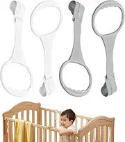 Playpen Pull Up Rings, Baby Crib Assist Handles, Walking Exercise Aid Bar for, 7.87x3.54x0.39 inches Standing Support Tool for Kids Aged 6–36 Months Play Yards and Cribs