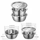 Stainless Steel Kitchen Vegetable Rice Washing Bowl Basket Colander Strainer Set