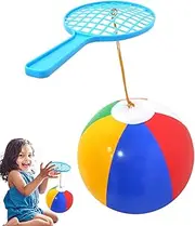 Lightweight Hand Paddle Sports Set - Inflatable Cartoon Racket Ball Toy | Soft Bounce Air Ball Game for Family Bonding, Outdoor Play, Classroom Activity, Picnic Events, Camping Trips, Festivals