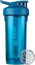 BlenderBottle Strada Shaker Cup Perfect for Protein Shakes and Pre Workout, 28-Ounce, Ocean Blue