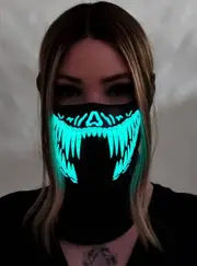 Sound Activated Reptile Yellow and Green Teeth Light Up Mask