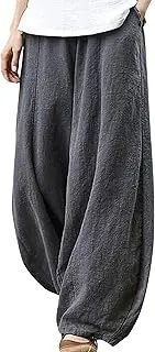 [Abtel] Women Casual Cotton Linen Pants Summer Loose Baggy Harem Long Trousers Plus Size Wide Leg Pant