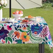 joybest Indoor/Outdoor Tablecloth Waterproof Fabric Tablecloth with Umbrella Hole and Zipper, Paisley Print Patio Table Cover for Spring/Summer/Patio/Picnic, 60 x 104 Rectangle/Oblong