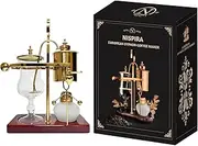 Nispira Belgian Belgium Royal Family Balance Syphon Siphon Coffee Maker Vacuum Brewing System | Vintage Classic Retro Luxury Exquisite Design | Smooth Great Aroma | Gold Color | 500 ml