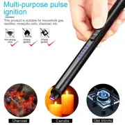 USB Electric Rechargeable Long BBQ Kitchen Gas Stove Lighter Windproof LED Plasm
