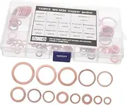 150pcs Copper Washer Assortment Kit Multi Sized Metal Gaskets for Oil Drain Plug Sealing High Sealing Performance Efficient Heat Dissipation Organized Storage Compatible with