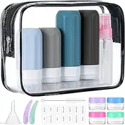 MODENGKONGJIAN 16 Pack Travel Bottles for Toiletries,TSA Approved Silicone Squeezable Travel Shampoo Bottles, 3oz Leak Proof Refillable Toiletry Cosmetic Containers (16PCS/Grey)
