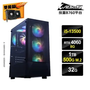 【技嘉平台】i5十四核GeForce RTX4060{AI-XC11}獨顯電玩機(i5-13500/B760/32G/1TB/500G_M.2)