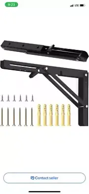 10 inch Folding Shelf Brackets Heavy Duty Floating Shelves Hardware x2