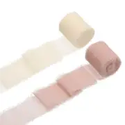 2 Rolls Chiffon Ribbon, 1.5 Inch x 5 Yard Silk Ribbon, Pink/Cream