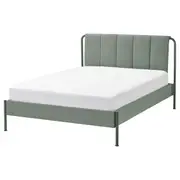 TÄLLÅSEN upholstered bed frame, Kulsta grey-green/Luröy, Double
