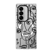 Galaxy Z Fold7 Clear Magnetic Case FACE MOSAIC SKETCH 4 CLEAR CASE IPHONE, ABSTRACT MINIMAL PEOPLE MEN ILLUSTRATION By Ebi Emporium
