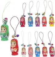 ORFOFE 12pcs Russian Nesting Dolls Lanyard Keychain Unique Doll Design for Mobile Phones Keys Versatile Wrist Strap Stylish Convenient Accessory for Daily Use