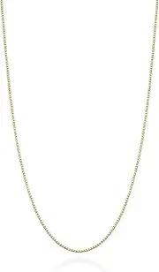 [Miabella] Solid 18K Gold Over 925 Sterling Silver Italian 1mm Box Chain Necklace for Women Men, Made in Italy