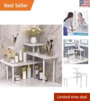 3-Tier Moveable Bathroom Countertop Organizer - Stylish White Corner Shelf