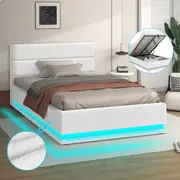 ALFORDSON Bed Frame Single Gas Lift Storage RGB LED Platform Boucle