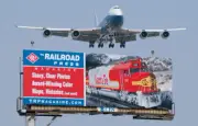 Santa Fe F45 on billboard & China Airlines Dreamliner Scheme 747 Postcard - MINT