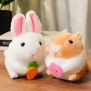 Cartoon Cat Rabbit Plush Toy Shakes Tail Can Move And Sound Pull Cord Keychai CR