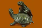 Bronze Sculpture Statue *SALE* Turtle Family At Picnic Signed Garden Decor Sale