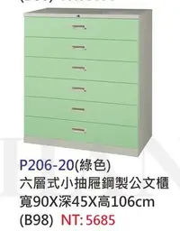 在飛比找Yahoo!奇摩拍賣優惠-【進日興家具】P206-20 (果綠)六層抽屜(小)鋼製收納