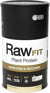 Amazonia RawFIT Plant Protein Perform & Recover Vanilla - Certified Organic, low FODMAP certified, Vegan, Sprouted & Fermented Pea & Brown Rice Protein, HASTA Certified, 35g Protein per Serve, Supports Muscle Growth & Recovery, 500g