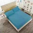 3 PC Velvet Double Dark Sky Blue 17" Deep Pocket 1 Fitted Sheet & 2 Pillow Cover