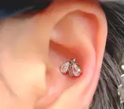 16G TITANIUM THREADEDLESS PUSH IN Gem BEE TRAGUS LABRET EAR Conch Flatback STUD