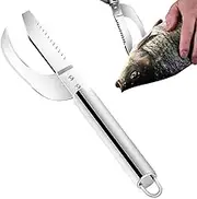 HASTHIP® 2 in 1 Fish Scaler Cutter Full Stainless Steel Serrated Kitchen Fish Scaler Cutter for Open & Scraping Fish Belly Kitchen Fish Fillet Cutter Kitchen Fish Scaler Tool