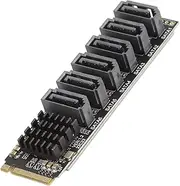 Joyzan M.2 to Sata3.0 Adapter Card, 6Gbps High Speed Pcie Sata Expansion Card 6 Port Interface with Smart Indicator ASM1166 Non RAID M Key for Desktop PC Support SSD HDD