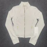 New Lululemon Defined Cropped Jacket Womens 8 Bone Ivory Lightweight Gold Trim
