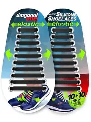 2 Pk Of 20 (40) Elastic No Tie Shoe Rubber Laces for Kids, Mens, Womens Shoes