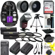 SONY ALPHA A6300 1080P 8K HD 64GB ACCESSORIES KIT LENSES FILTERS BACKPACK FLASH