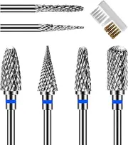 Diesisa 6 Pack Nail Drill Bits for Acrylic Nails, 3/32" Shank Drill Bits for Nails Professional Electric Cuticle Drill Bit, Cuticle Cleaner Nail Gel Polish Remover Tool for Home Salon Nail Bits-Blue