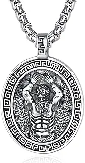 [ADMETUS] Atlas Necklace for Men 925 Sterling Silver Greek God Pendant Jewelry Mythology Gifts, 25*20 mm, Sterling Silver, No Gemstone