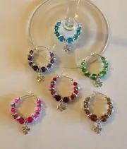 wine glass charms 4 leaf clover St Patrick's day set of 6