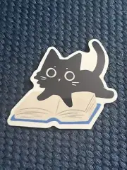 Black Cat And Book Sticker - Reading Books Enthusiasts - Decal Journal Laptop