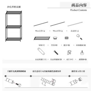 凱堡家居｜沖孔板-120x45x180cm沖孔烤漆三層單桿衣櫥 衣架 鐵力士架【H16260】