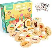 Protado Wooden Match Memory Game for Kids, 24Pc Memory Matching Cards with 5Pc Tattoo Stickers, Educational Memory Matching Game for Pre-Kindergarten Early Learning Development Kids (Delicacy)