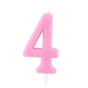 Dollet Pink Birthday Candle for Smash Cake Cupcakes Number 4