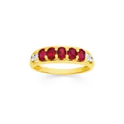 9ct Created Ruby & Diamond Ring in Red