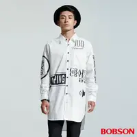 在飛比找momo購物網優惠-【BOBSON】男款長型寬版印圖襯衫(白35048-80)