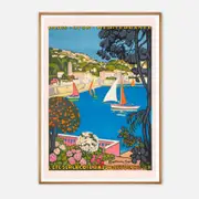 Galrie L'été Sur La Cote D'Azur - Vintage French Riviera Art Print by Roger Broders, Wood Frame, A4 21 x 30cm (8 x 12inch)