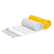 2x Deluxe Turkish Cotton Towels Beach Bath Gym Spa Hammam Throw Grey + Yellow