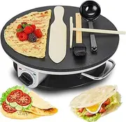 1200W Pancake Maker Pro - 12" Non-Stick Crepe & Tortilla Press with Adjustable Temp, One-Touch Pouring - Ideal for Quesadillas, Pita, Pizza