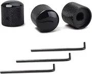 Set of 3 Black Metal Guitar Control Knob, Guitar Volume Tone Control Dome Knobs, Tele Telecaster or Guitar Bass Replacement Parts