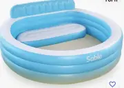 NEW Sable Inflatable Pool 88" x 85" x 30" Model SA-HF041 With Bench & Back Rest